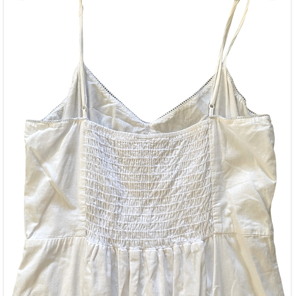 Nordstrom White Poplin Tiered Comfy Cotton Summer Dress with Adjustable Straps … - Picture 8 of 14